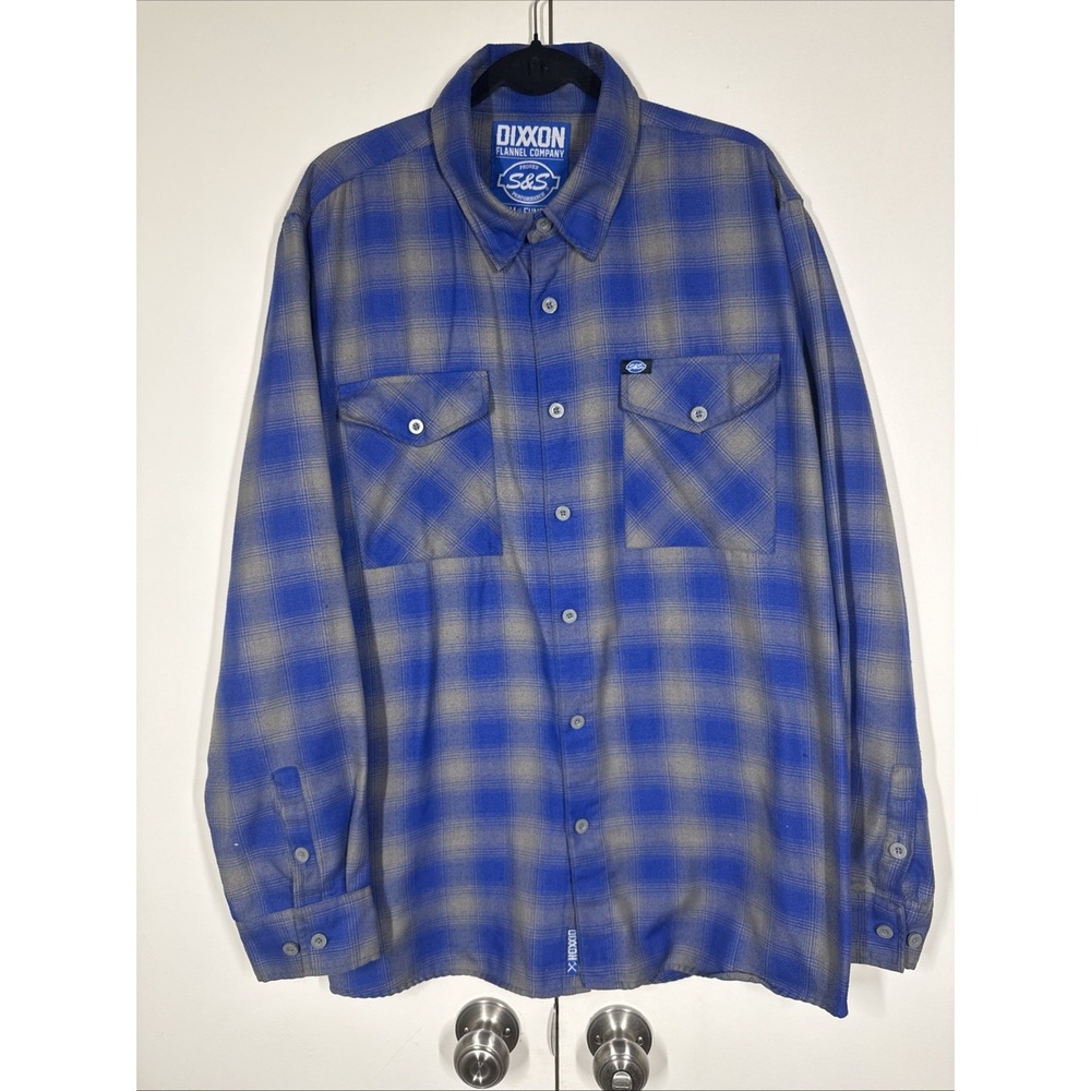 Dixxon Flannel Co x S&S Cycle Performance Long Sleeve Flannel Size 2XL Blue Gray